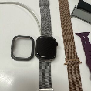 Apple Smartwatch with Silver and Black Bands with charger